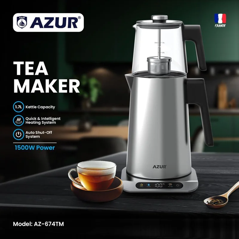 چای‌ساز روهمی برندآزور AZURمدل AZ-674T ساخت فرانسه با گارانتی اصالت و سلامت کالا